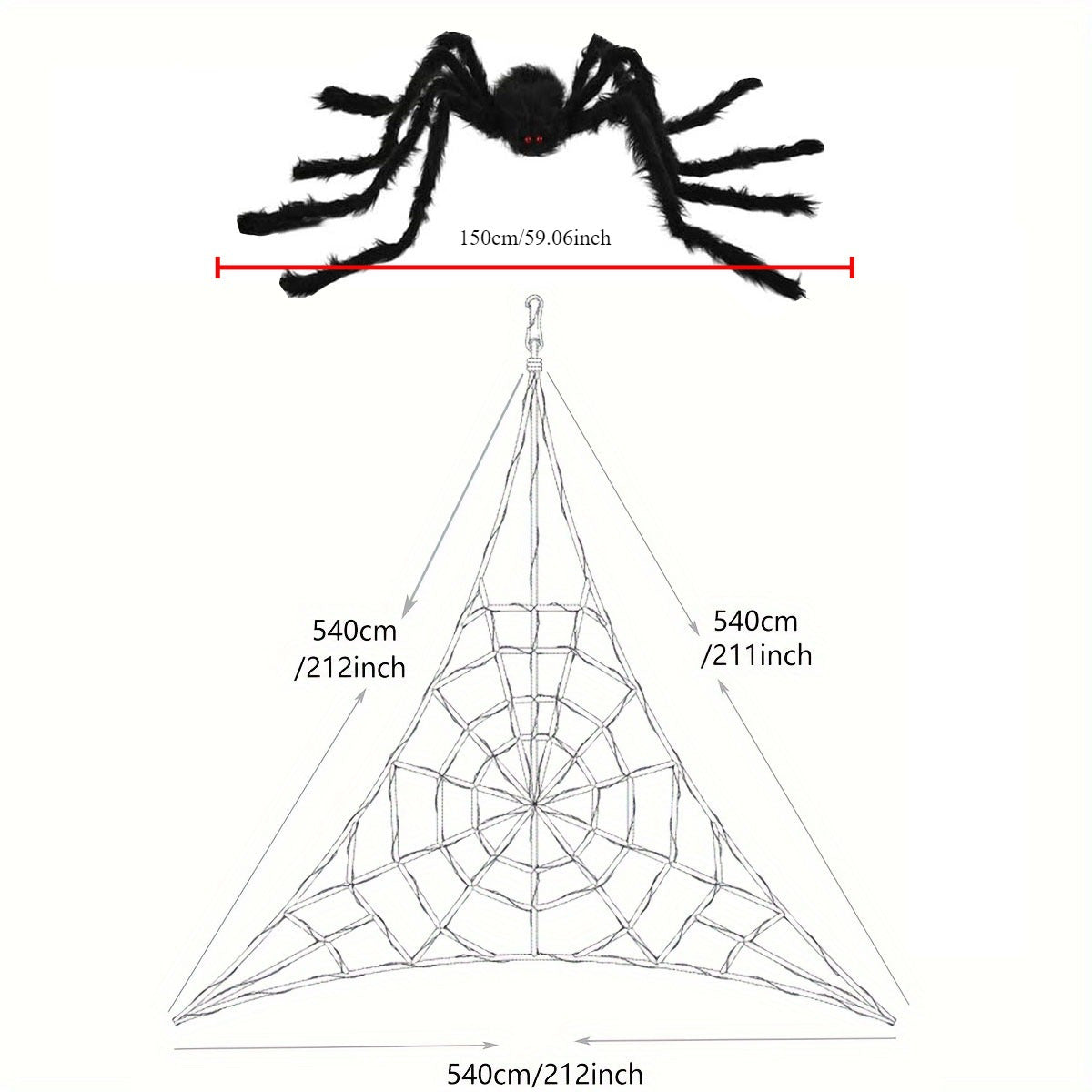 5.4m Spinrag met 150cm Nep Spin | Halloween Decoratie Set voor Feest en Partijversiering