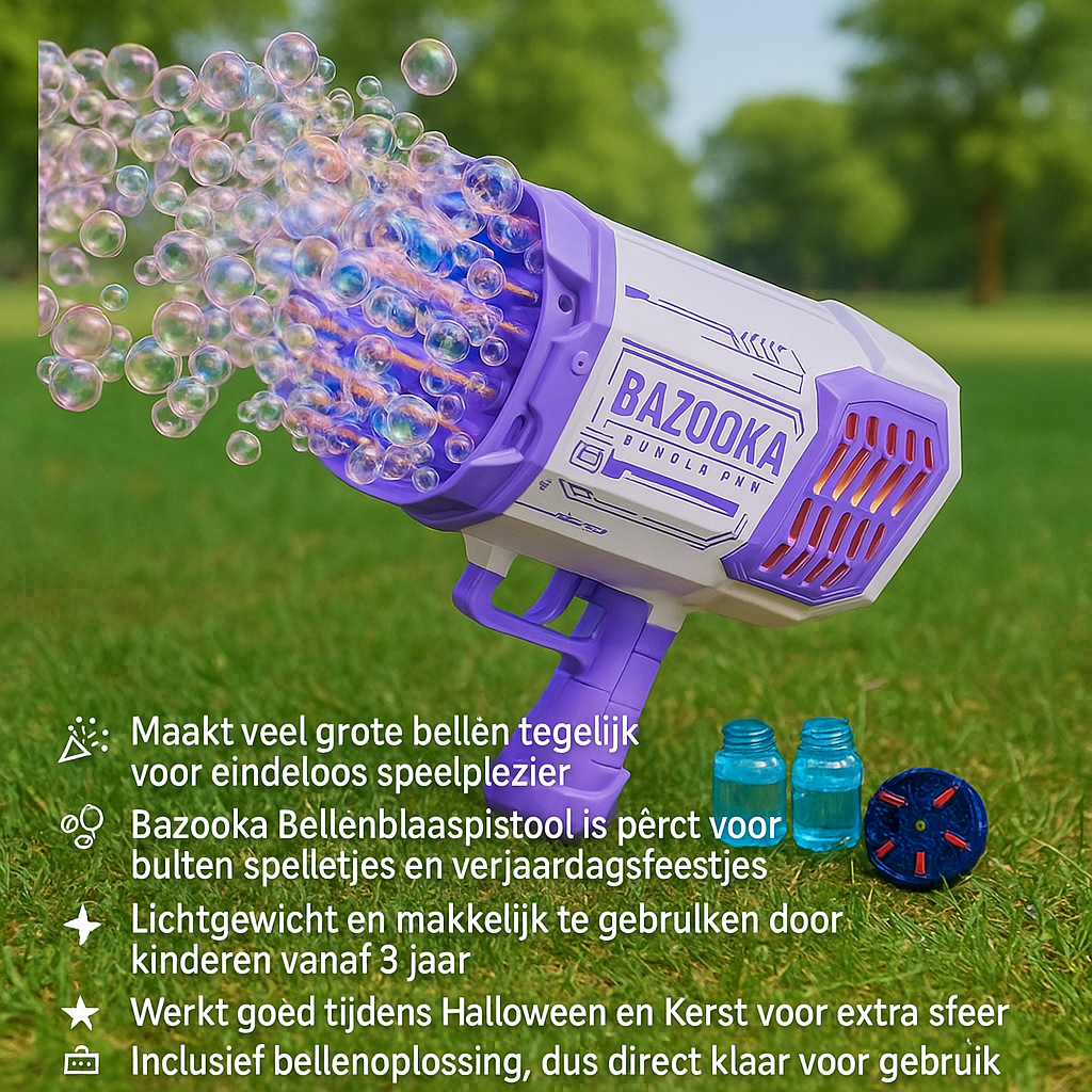 Bazooka Bellenblaaspistool - Interactief Speelgoed met Grote Bellen - Perfect voor Feestjes, Buiten Spelletjes, Halloween & Kerst