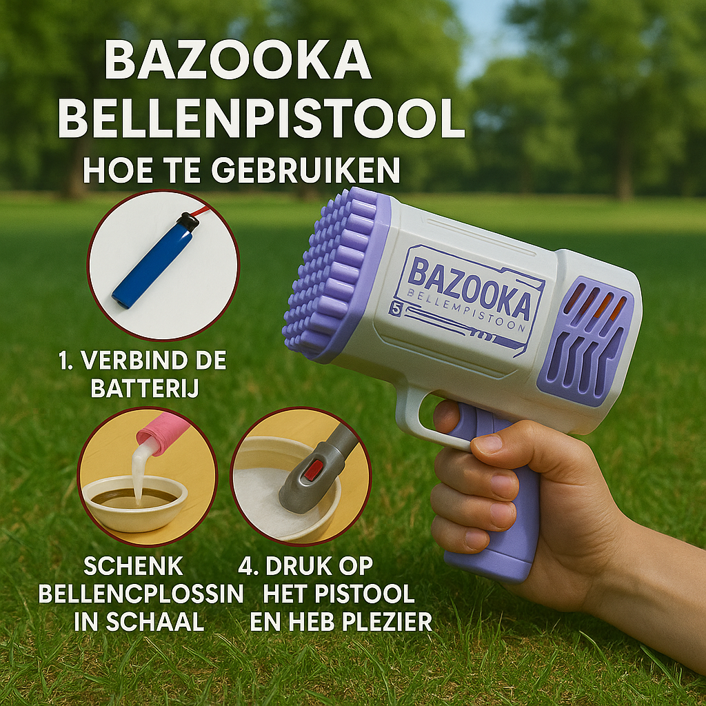 Bazooka Bellenblaaspistool - Interactief Speelgoed met Grote Bellen - Perfect voor Feestjes, Buiten Spelletjes, Halloween & Kerst