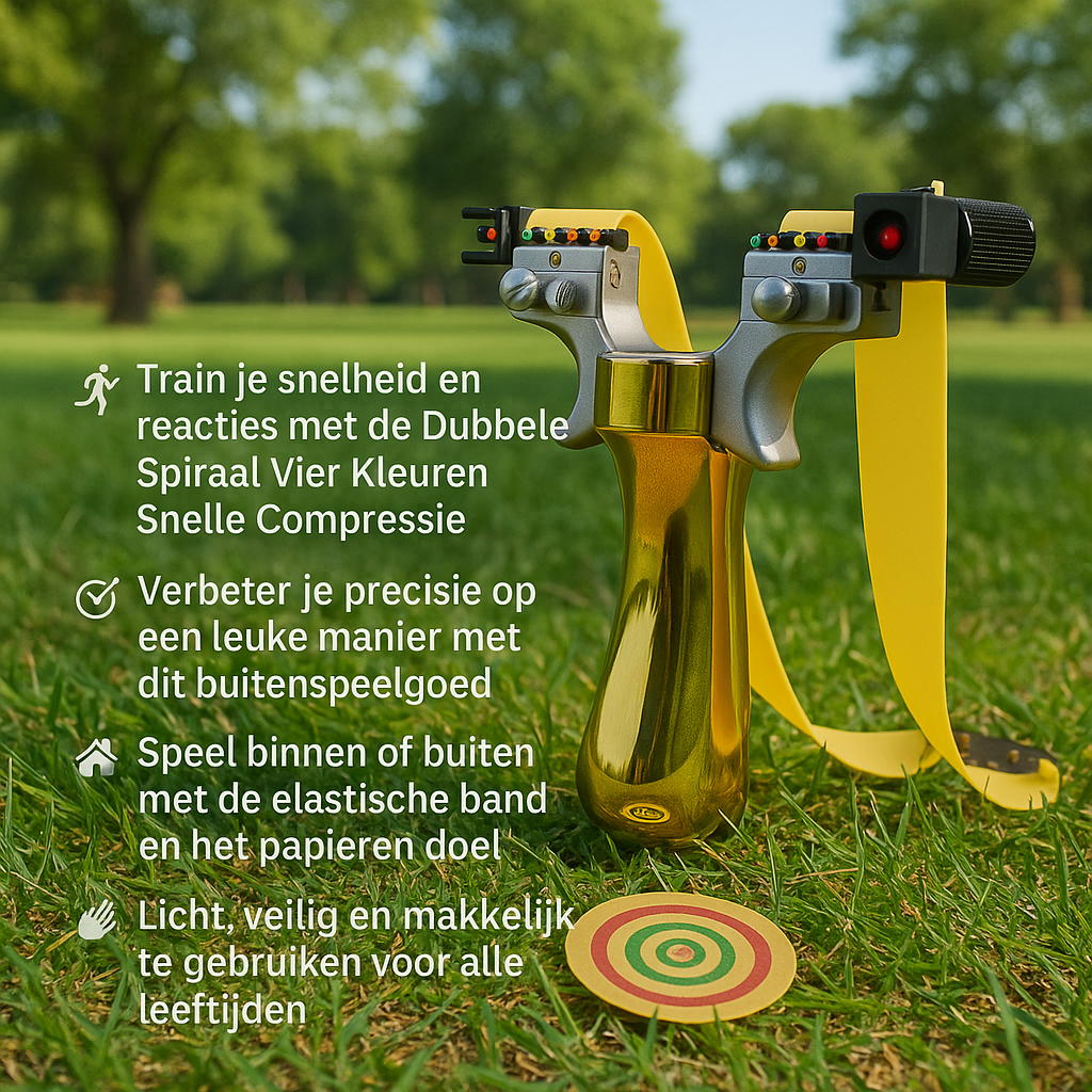 Dubbele Spiraal Vier Kleuren Snelle Compressie | Buiten Speelgoed met Elastische Band en Papieren Doel - Speelse Oefening