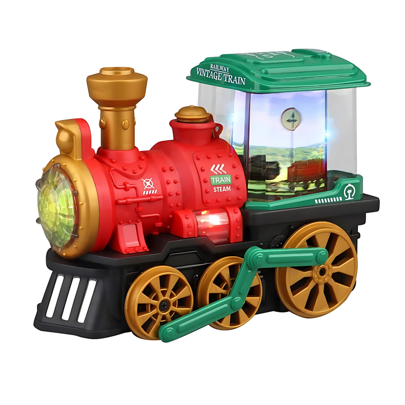 Actierijke locomotief met licht en stoom