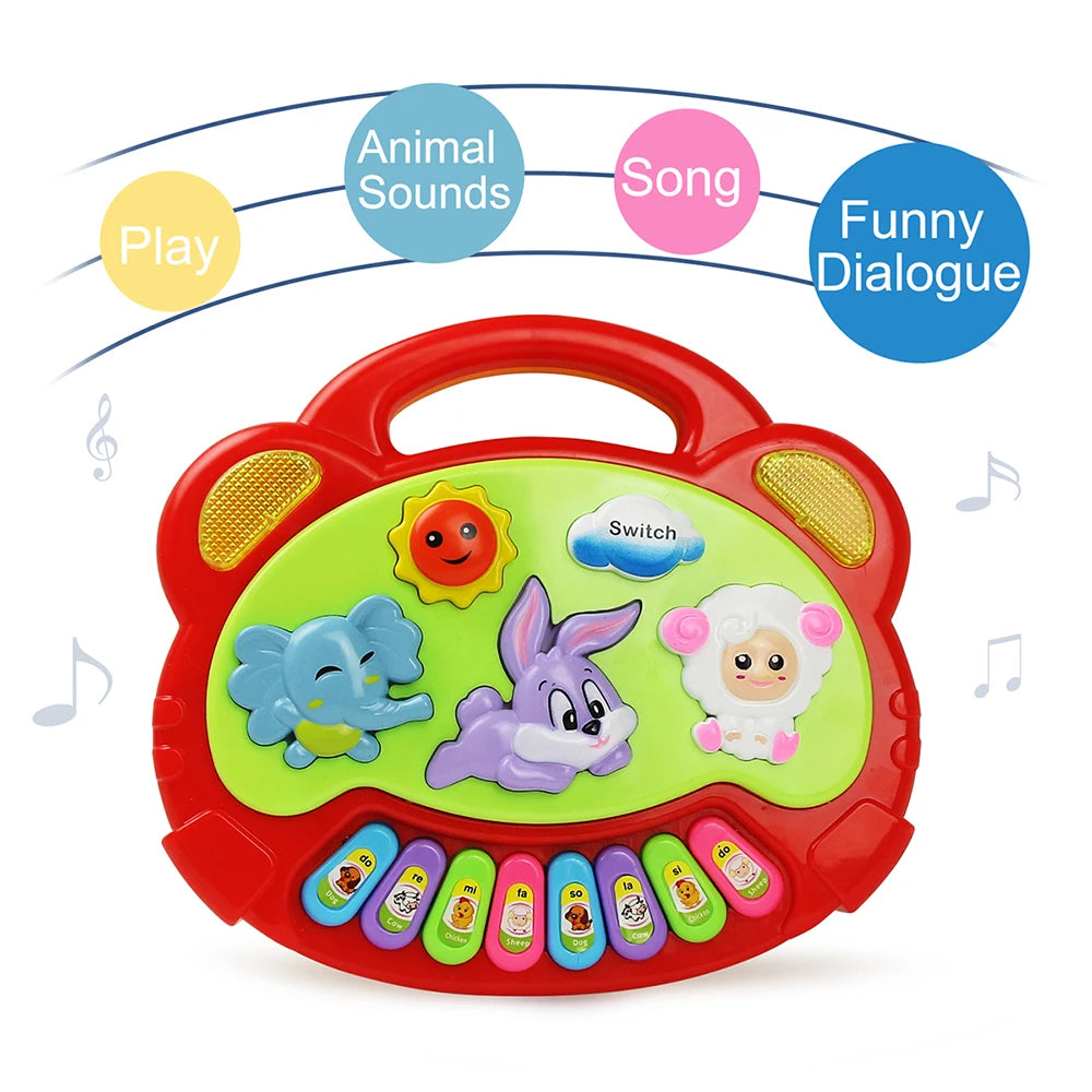 Kinder Piano Toetsenbord Set met Dierengeluiden en Knipperend Licht Baby Muziekinstrument Muzikaal Speelgoed Educatief Speelgoed Cadeaus voor Kinderen