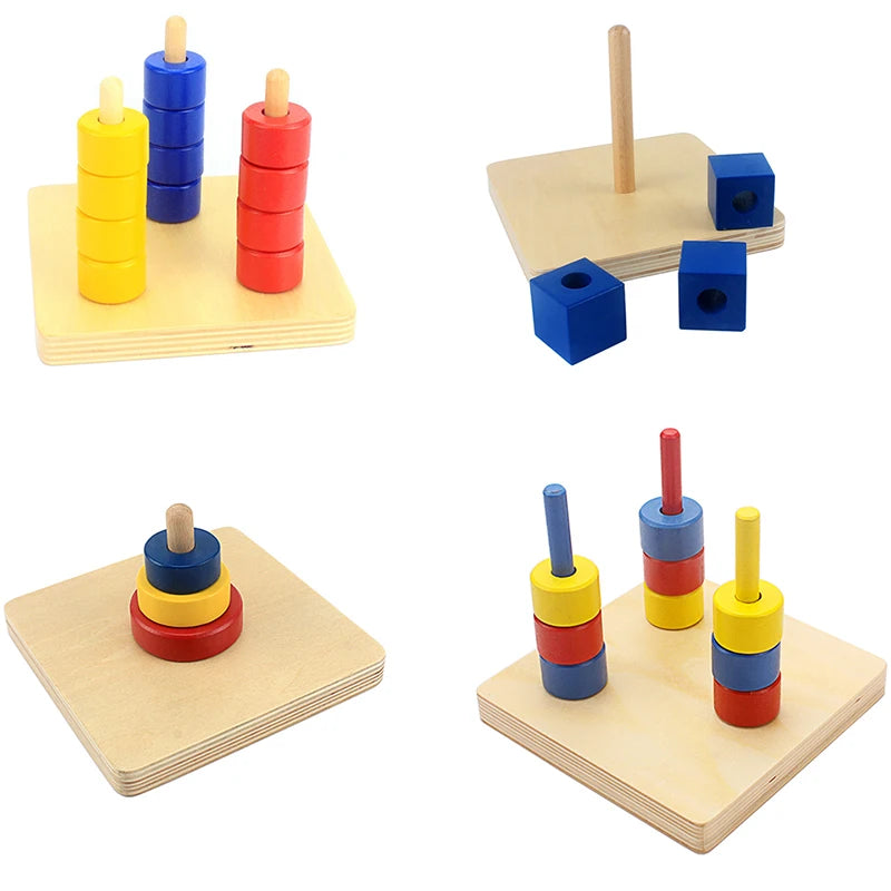 Montessori Houten Speelgoed - Sensory Preschool Leren Discs op Horizontale Pen, Educatief Houten Speelgoed voor Peuters