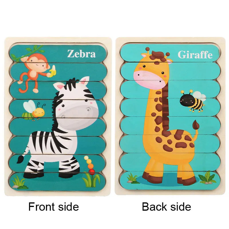 Houten Montessori Puzzels - 3D Dierenpuzzels voor Baby's en Peuters