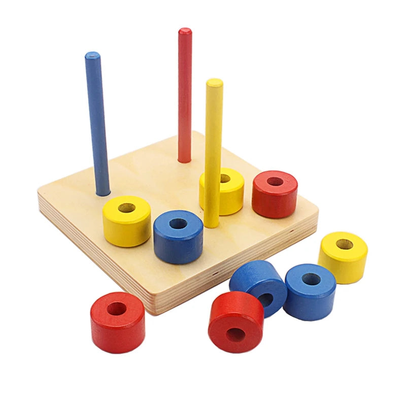 Montessori Houten Speelgoed - Sensory Preschool Leren Discs op Horizontale Pen, Educatief Houten Speelgoed voor Peuters
