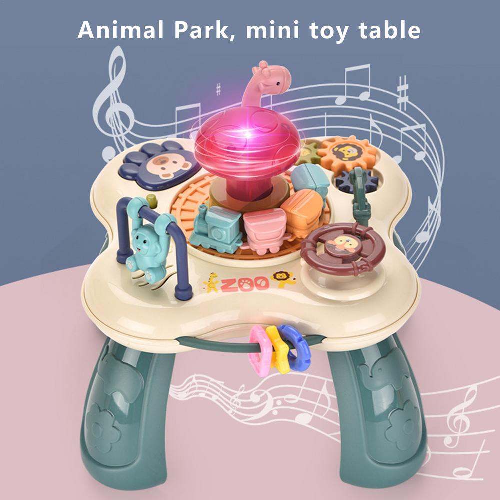 Play Time Activiteitentafel | Leuke treinen, paddenstoelen, dieren, kleurrijke tandwielen, handrol – Vroeg educatief speelgoed voor jongens en meisjes vanaf 3 jaar