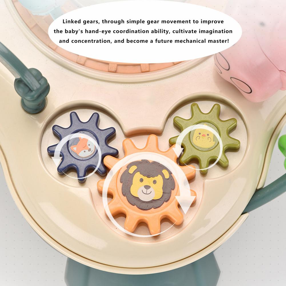 Play Time Activiteitentafel | Leuke treinen, paddenstoelen, dieren, kleurrijke tandwielen, handrol – Vroeg educatief speelgoed voor jongens en meisjes vanaf 3 jaar