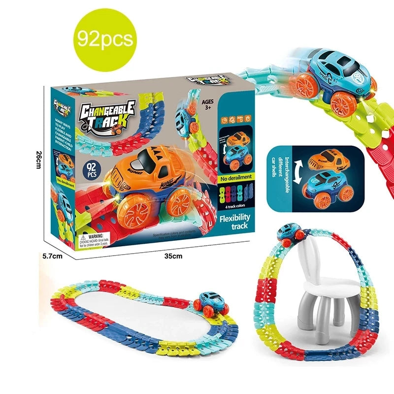 Flexibele Racebaan met LED Auto | Veranderbare Track Speelset