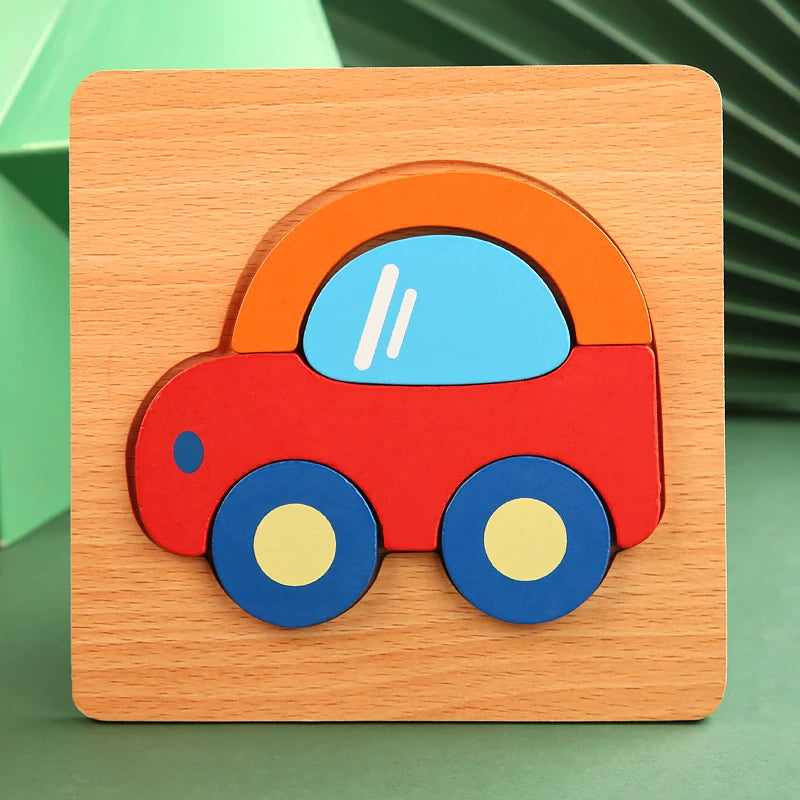 3D Houten Puzzel | Dieren & Verkeer Jigsaw voor Vroeg Leren