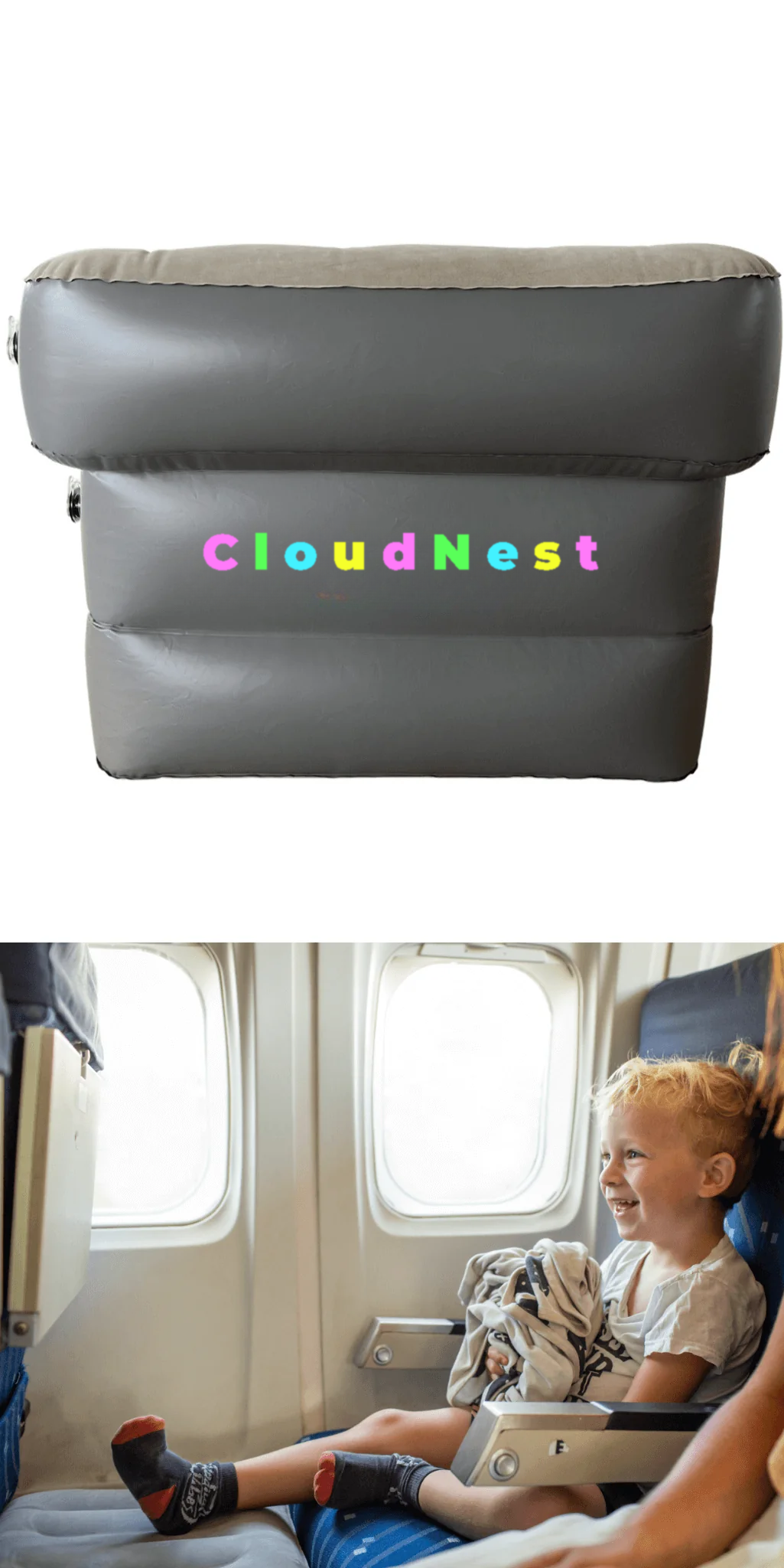 CloudNest Reiskussen voor Kinderen – Opblaasbare neksupport voor vliegtuig en auto