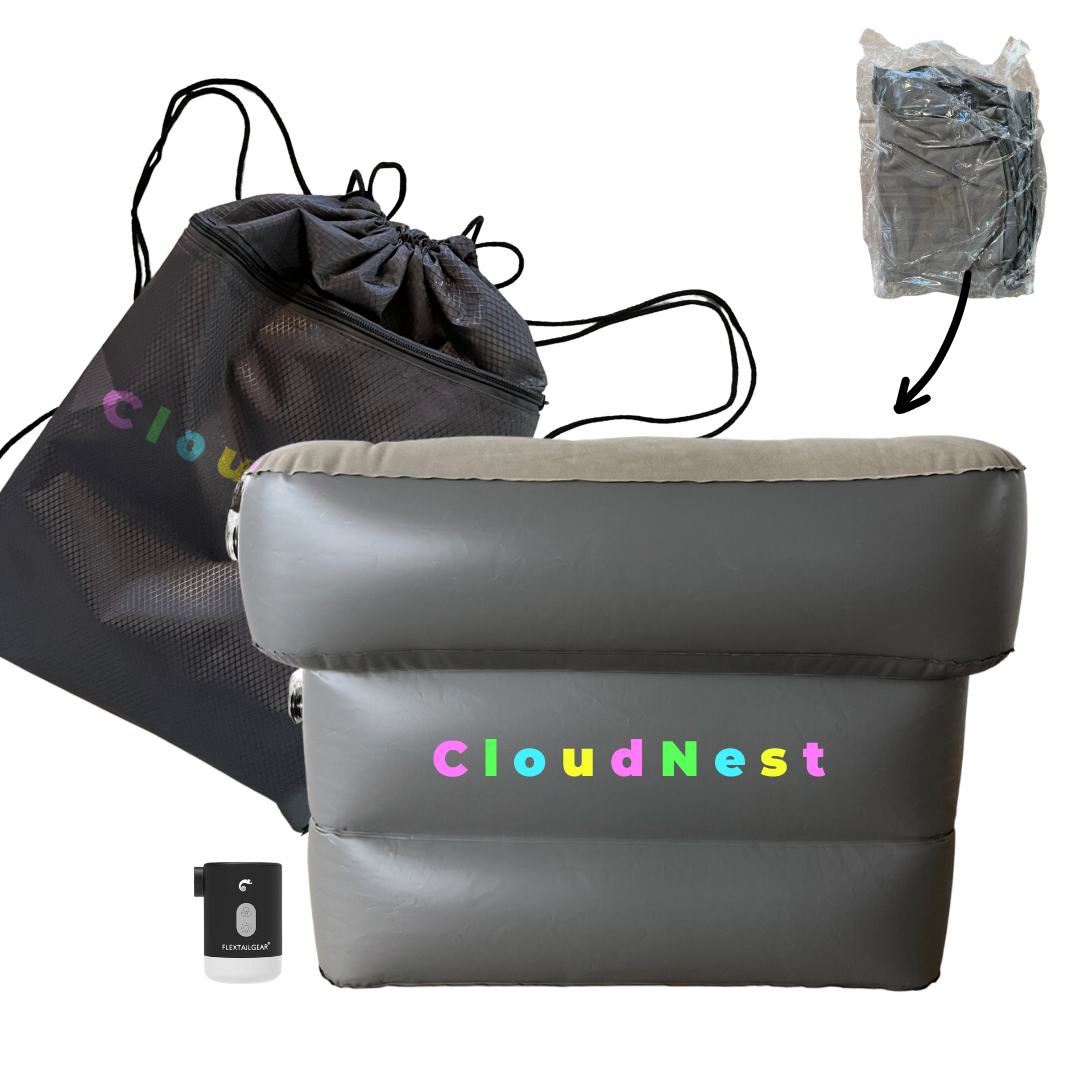CloudNest Reiskussen voor Kinderen – Opblaasbare neksupport voor vliegtuig en auto