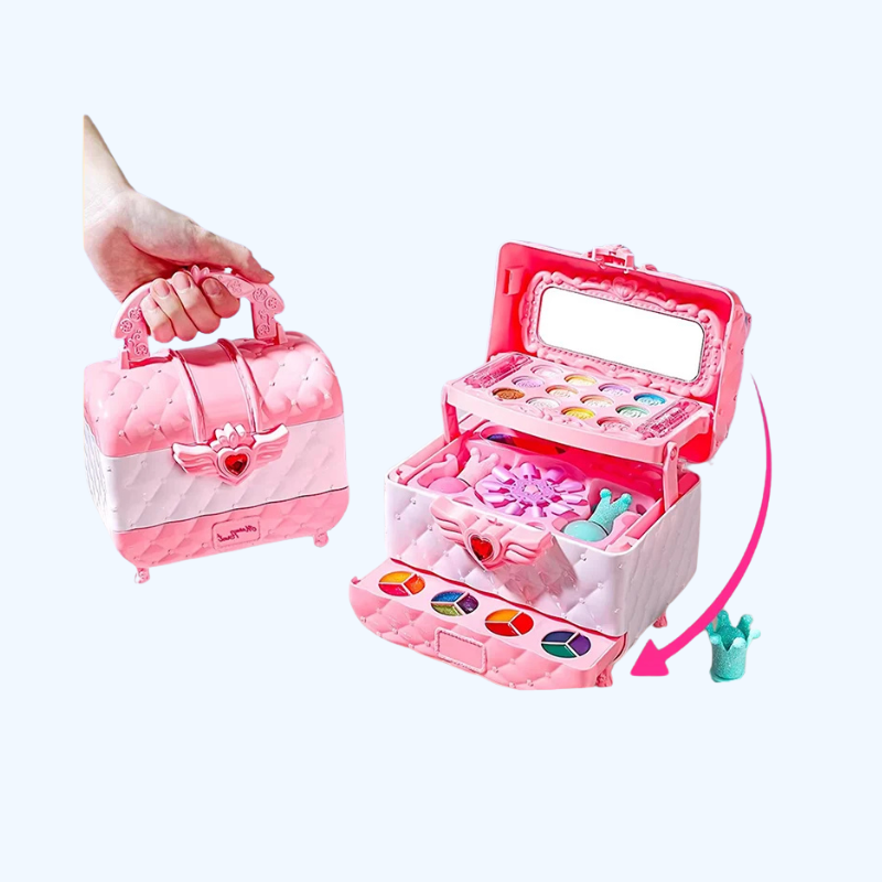 Meerdere Lagen Vouwbare Make-upset voor Kinderen - Cosmeticaset voor Meisjes, Educatief Speelgoed met Opbergdoos