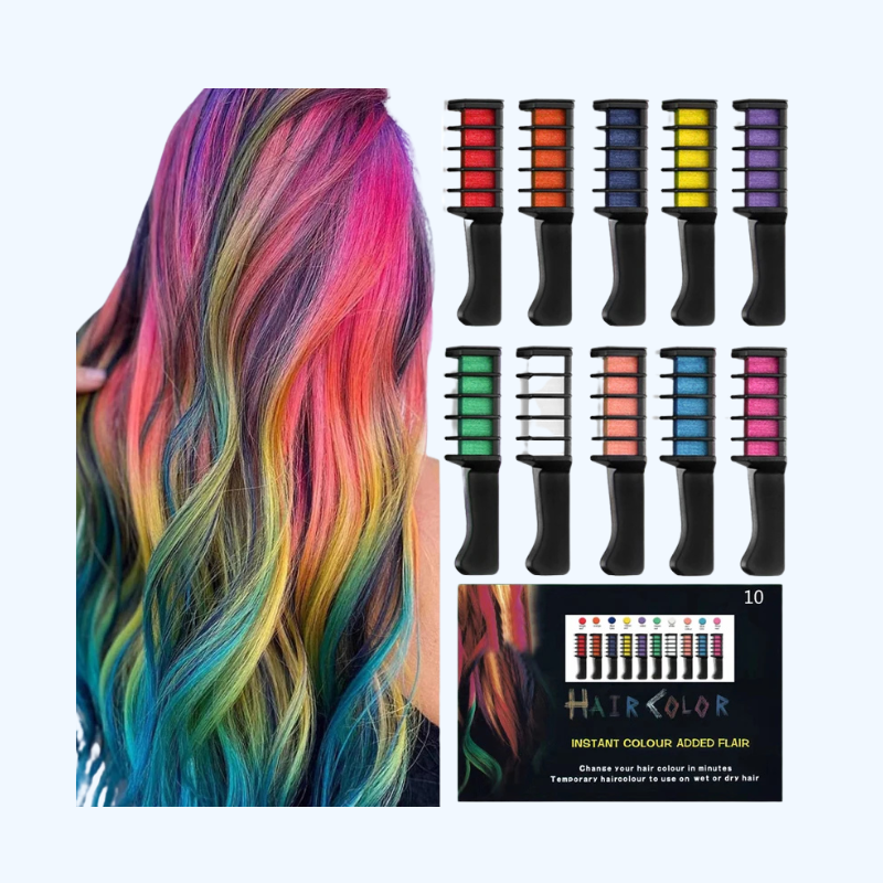 10PCS Haarkleur Kam Set - Mode Make-up Kit voor Meisjes - Tijdelijk DIY Haarstyling Speelgoed