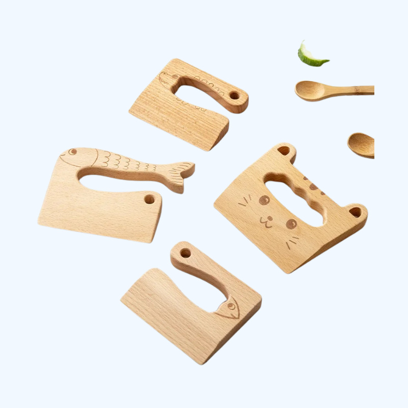 Houten Kinderkeukenmes - Snij Fruit en Groenten Speelgoed