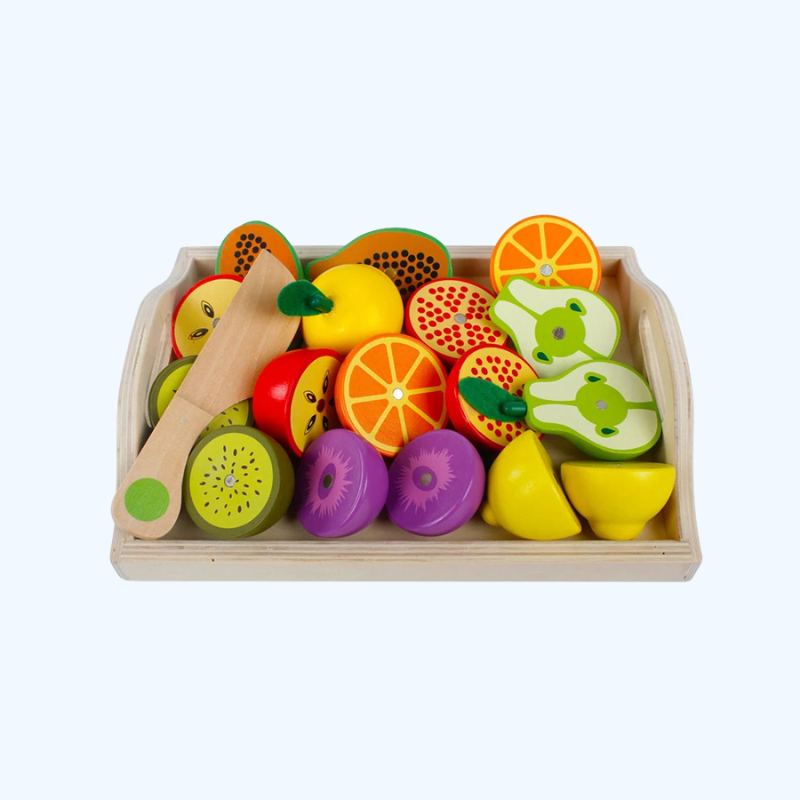 Gesimuleerd Keukenspeelgoed | Houten Klassiek Montessori Spel, Educatief Speelgoed voor Kinderen, Geschenken, Snij Fruit- en Groenteset