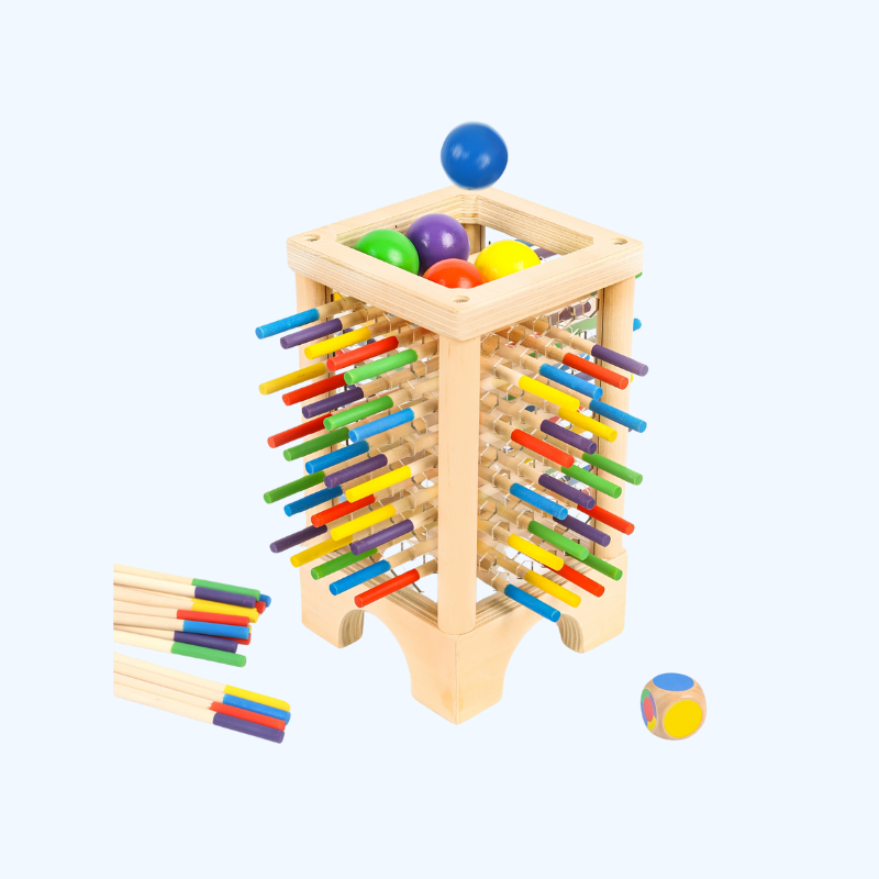 Houten Stok- en Ballenspel | Educatief Strategiespel voor Gezin (3+ Jaar)