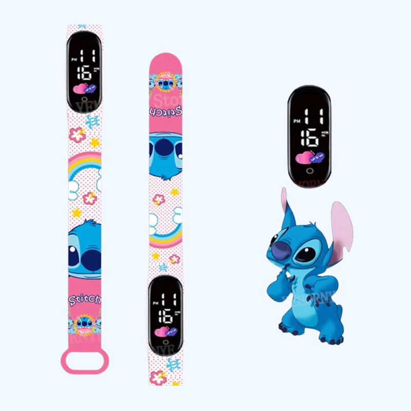 Stitch Digitale Kinderhorloge | Anime Figuren LED Lichtgevende Touchscreen Waterdicht Elektronisch Sporthorloge, Verjaardagscadeau