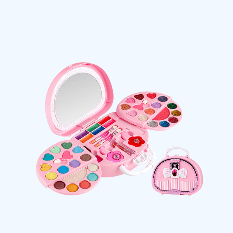 Kinderen Make-up Speelgoed Set | Wasbare Cosmetica, Veilige Pretend Play Set met Spiegel, Verjaardagscadeau voor Meisjes