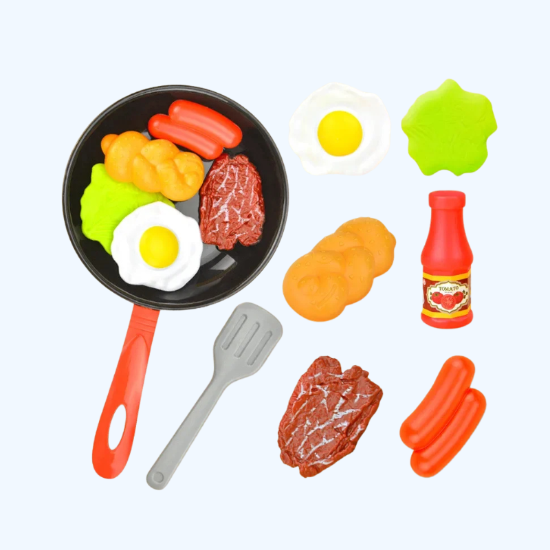 8-delige Keukenspeelgoed Set | Simulatie Kookgerei, Pretend Play Pot, Vlees, Groenten & Omelet voor Kinderen