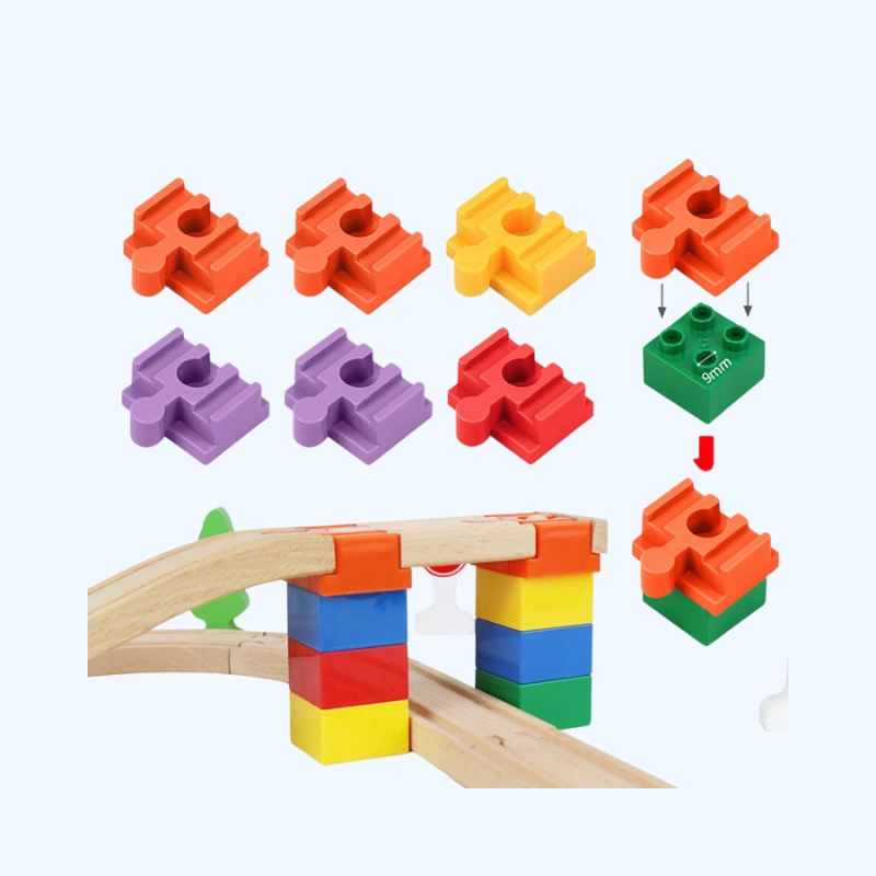 10pcs Houten Circuit Accessoires - Plastic Adapters voor Trein Speelgoed Rails