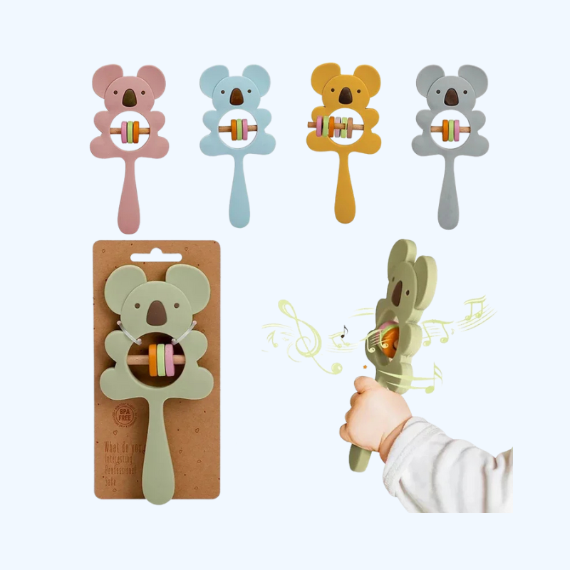 Siliconen Bijtring Koala & Olifant | BPA-vrije Handbellen, Voedselveilig Kauwspeelgoed voor Baby's