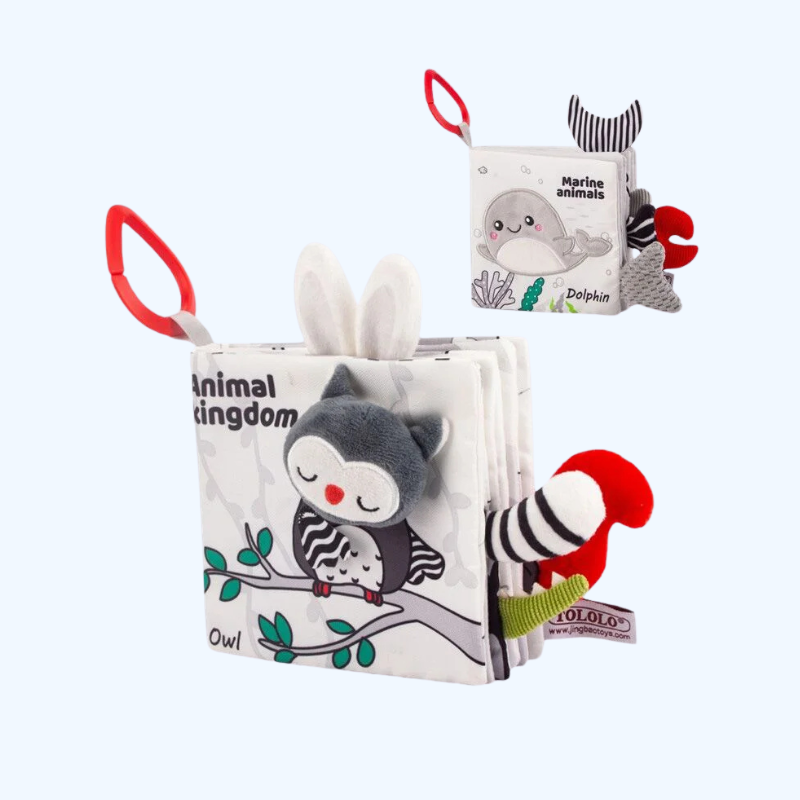 Wasbaar Stoffen Babyboek | Niet-giftig Sensorisch Boek, Montessori Lees- & Ontwikkelingsspeelgoed