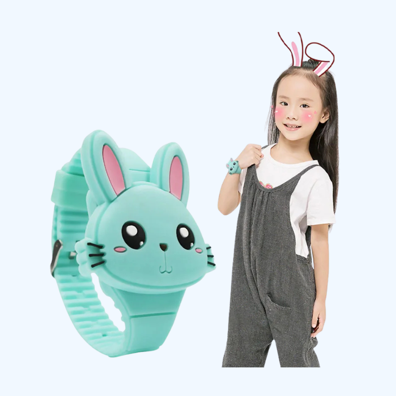 3D Cartoon LED Kinderhorloge | Konijn & Kat Siliconen Polshorloge, Verjaardagscadeau