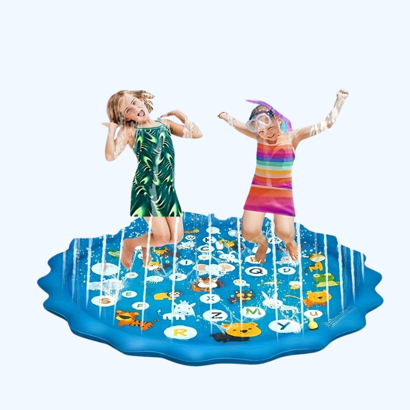 Opblaasbare Waterspeelmat (Blauw, A-Z Print) | Watermat voor Peuters, Perfect voor Zomerplezier in de Tuin, op het Strand & in het Park