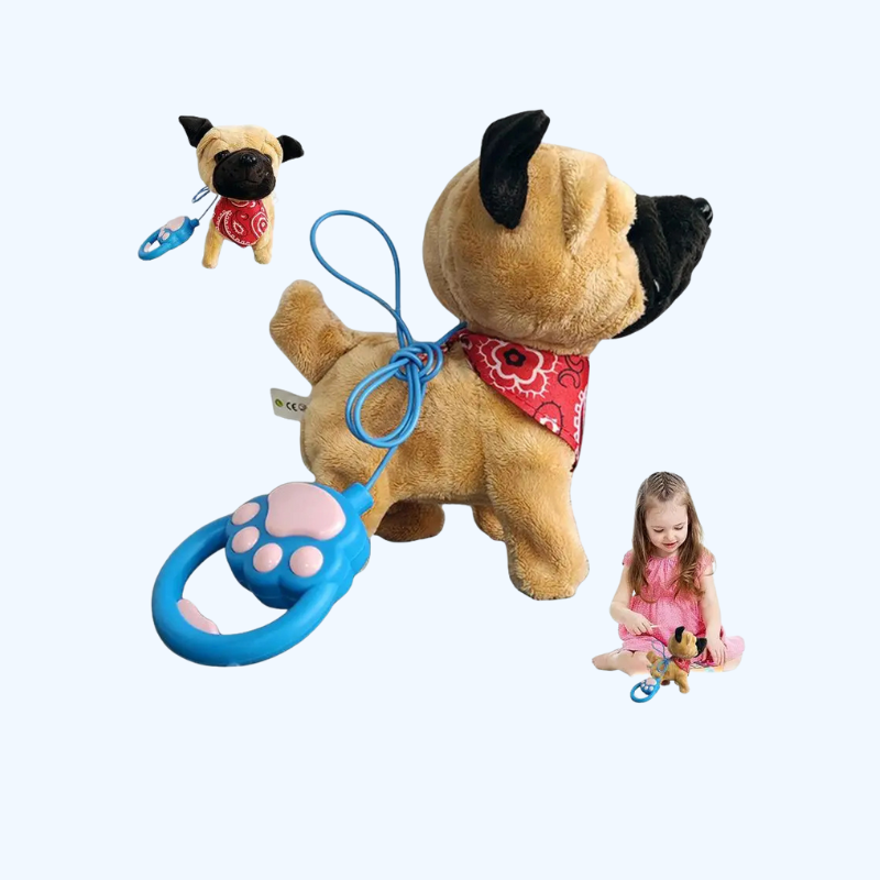 Interactieve Pluchen Puppy | Elektronisch huisdier met afstandsbediening & riem – Speelgoedhond voor kinderen