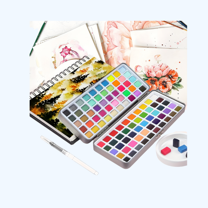 Luxe Waterverfset | Metalen Doos met Kwalitatieve Pigmenten voor Kunstenaars & Studenten|Educatief speelgoed