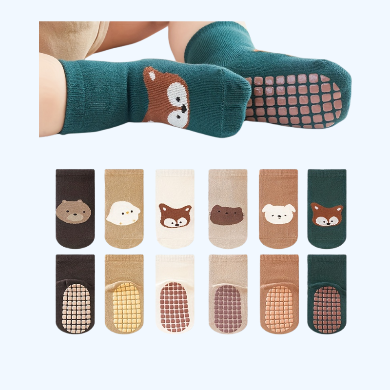 Schattige Anti-slip Sokken | Comfortabele & Veilige Katoenen Floorsokken voor Peuters