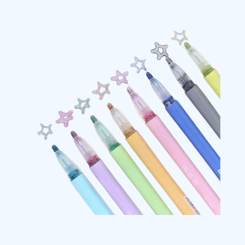 Dubbele Lijn Markers - 8 Kleuren | Creatief Tekenplezier