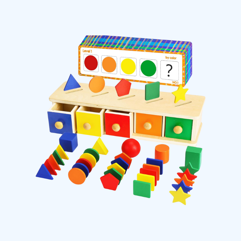 Montessori Houten Sorteerspel | Kleuren & Vormen Educatief Speelgoed voor Peuters 1-3 Jaar