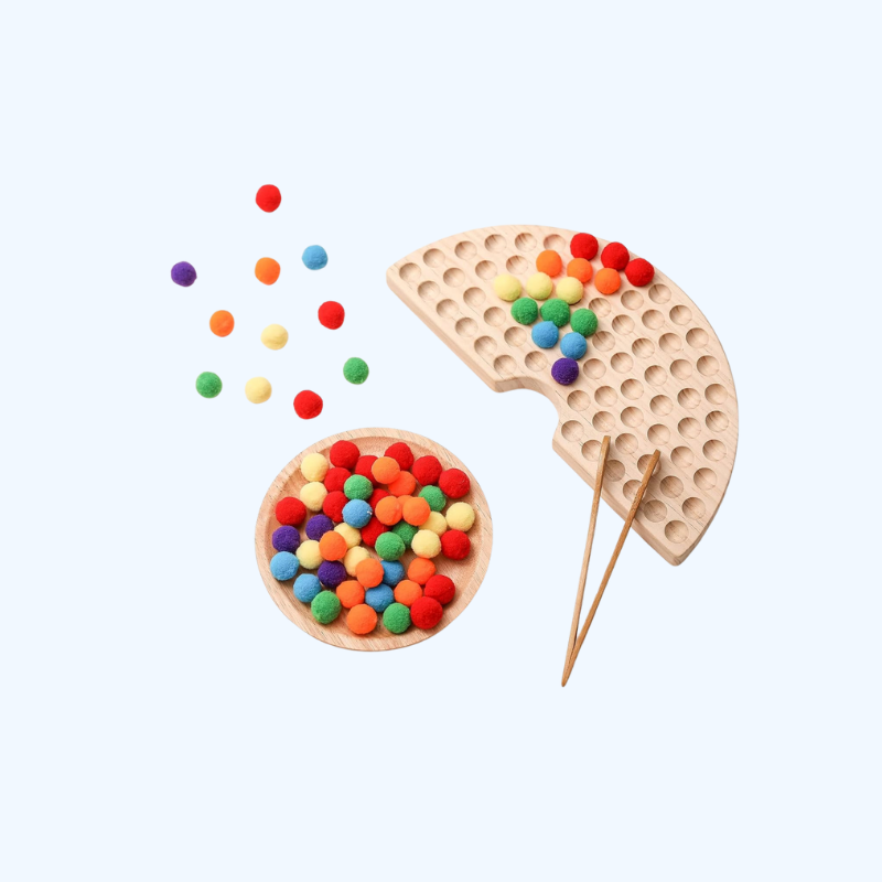 Houten Peg Board Kralenspel – Montessori Educatief Speelgoed | Kleuren & Tellen