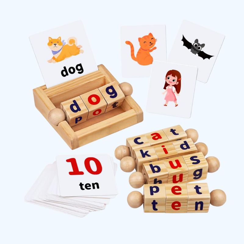 Montessori Houten Leesblokjes – Alfabet Match Spel | Educatief Speelgoed voor Peuters 2-4 jaar