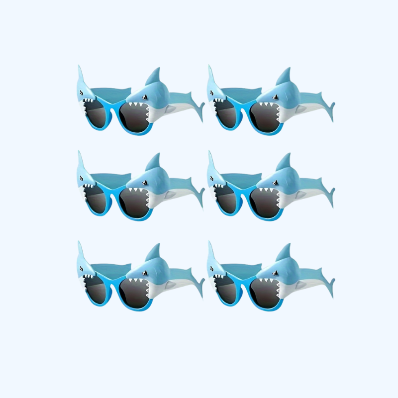 6x Haai-Thema Zonnebrillen – Leuke Strand & Pool Party Accessoires | Duurzaam PC-materiaal