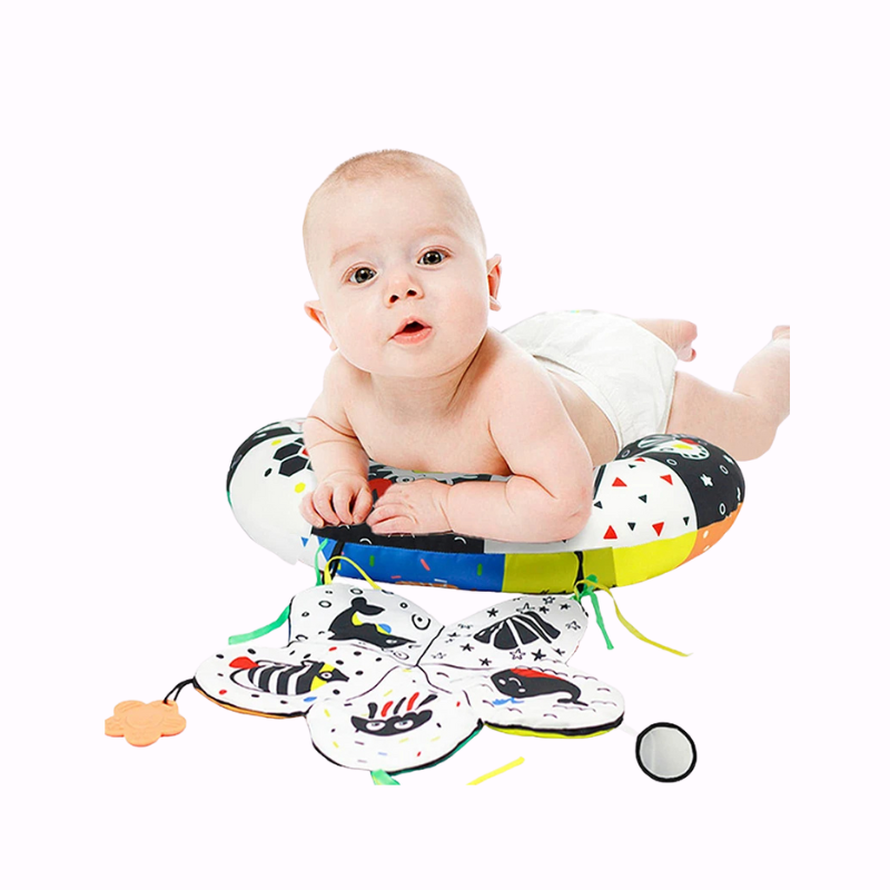 Tummy Time Kussen Speelgoed | Zwart-Wit Contrast | Sensorisch Montessori Baby Speelgoed | 0–6 Maanden