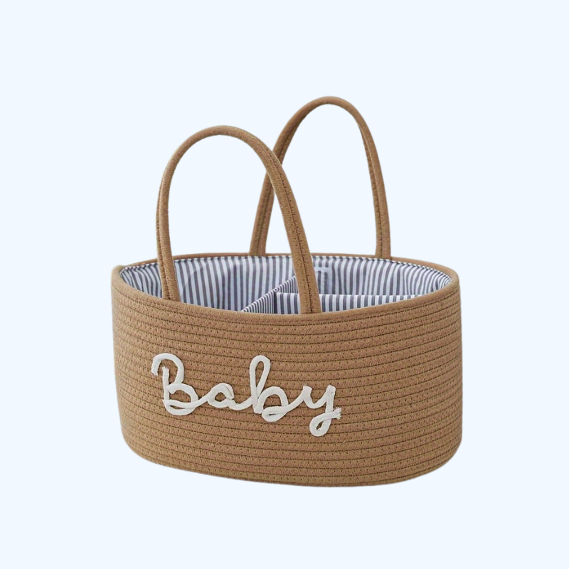 Geweven Opbergmand | 3 Compartimenten Draagbare Opbergmand | Fles- en Luier Organiser voor Moeder en Baby | Badkamer Opbergmand voor Zwembad Accessoires