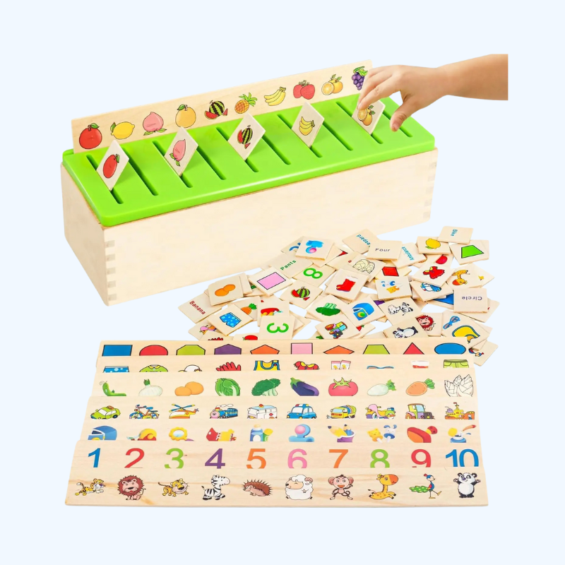 Houten Montessori Sorteerspeelgoed, Educatieve Vroege Leren Activiteitenbox, Categorieobjecten Beeldmatching Voor Peuters