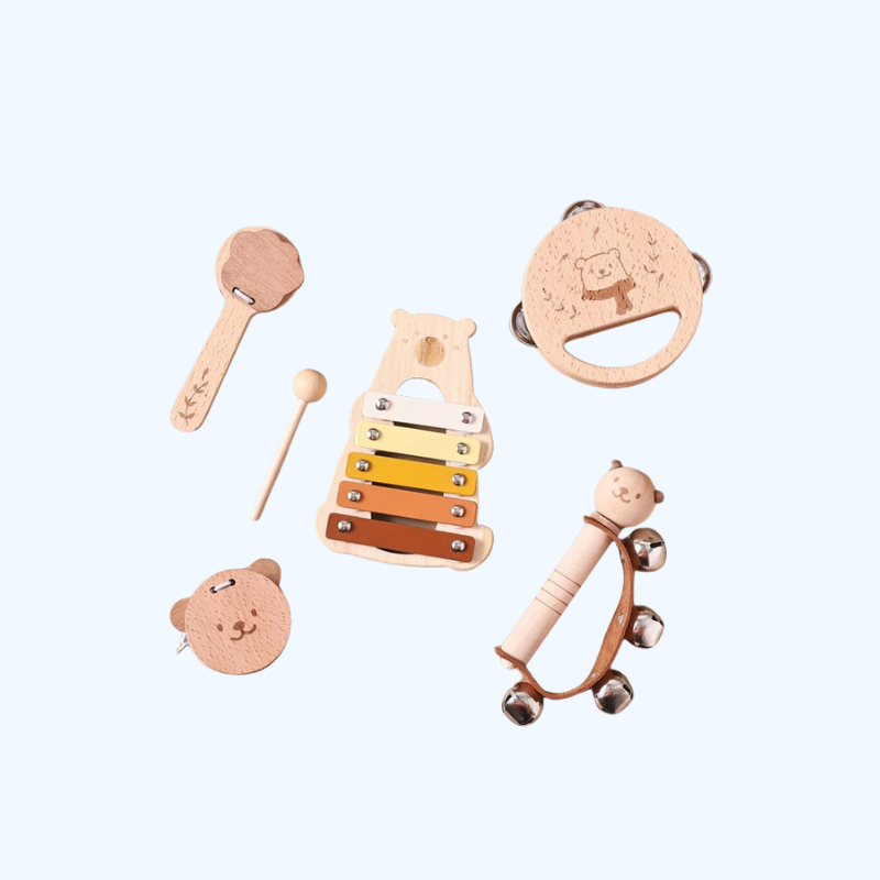 Montessori Muziekspeelgoed Voor Baby's, Muziekinstrument Voor 0-3 Jaar, Houten Educatief Speelgoed, Beertjesxylofoon
