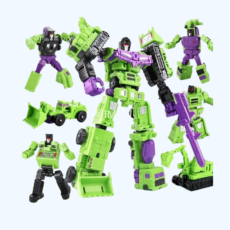 22CM Transformer Robot Auto | 6-in-1 Defensor Devastator Actiefiguur | ABS Plastic Voertuig Robot Model Speelgoed Cadeau Voor Kinderen