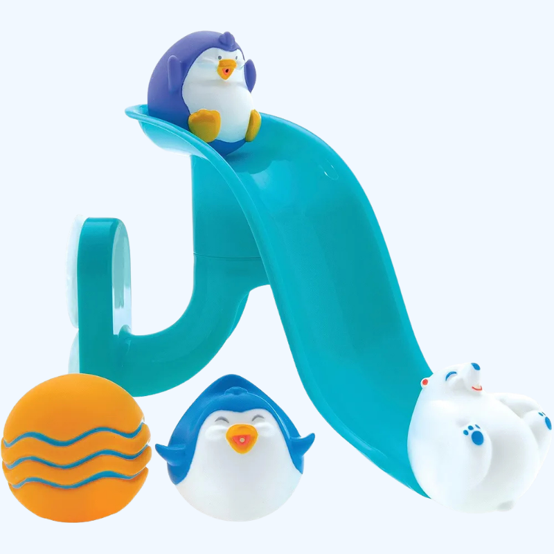 Pinguïn Glijbaan Bad Speelgoed Speelset | 4 Bad Sproeiers Baby Badkuip Speelgoed voor Jongens en Meisjes 12+ Maanden