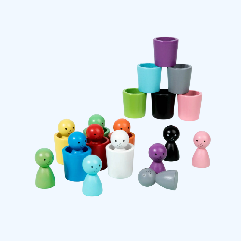 Baby Montessori Houten Speelgoed | Regenboog Ballen & Bekers