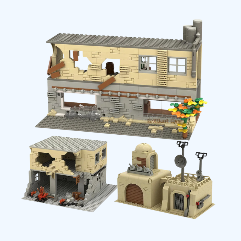 Verlaten Vernielde Gebouwen MOC WW2 Pubg Militaire Basis DIY Scènes Bouwstenen Set Onderdelen Voor Soldaten Figuren Jongens Speelgoed