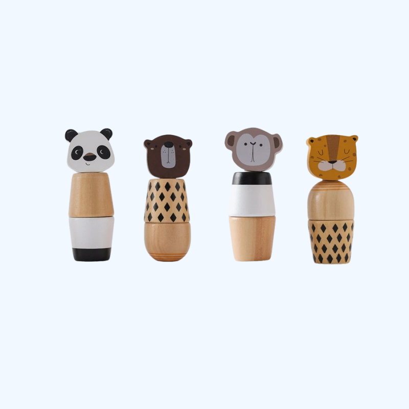 Montessori Speelgoed voor Baby's - Houten Dieren Puzzel, Educatief Speelgoed voor Hand- en Voetoefeningen bij Pasgeborenen