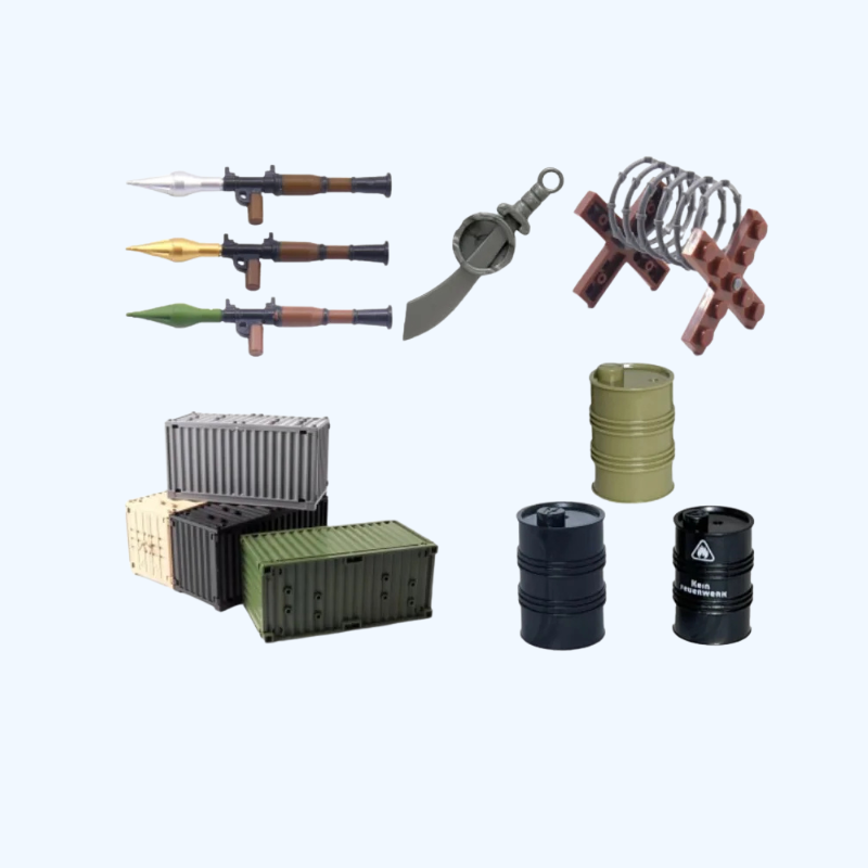 Kinderen Bouwstenen Speelgoed | Container, Blokkade, Olievat, Raketwerper, Militaire Scene Wapen Tas Accessoires