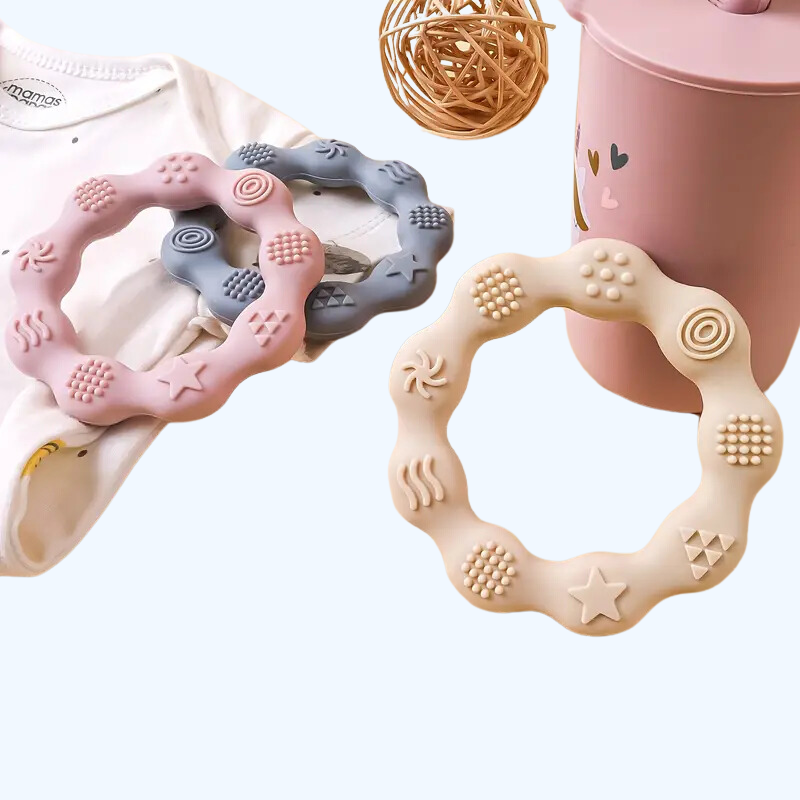 Siliconen Bijtring Ring | BPA Vrije Zachte en Getextureerde Bijtspeeltjes voor Baby’s 0 tot 2 Jaar
