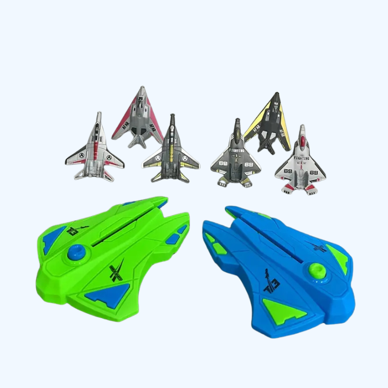 Dual Launcher Vliegtuig Speelgoed Set | Handmatige Vliegende Jet Game | Duurzaam Plastic