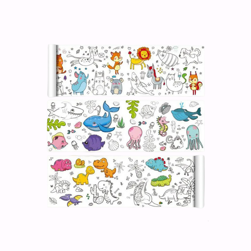 Tekenrol Kleurpapier | Zelfklevend Graffitipapier | DIY Kleurrol voor Kinderen | Educatief & Creatief Speelgoed