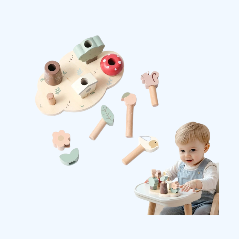 Montessori Bouncy Speelgoed met Kleurenherkenning | Houten Educatief Speelgoed voor Baby’s en Peuters